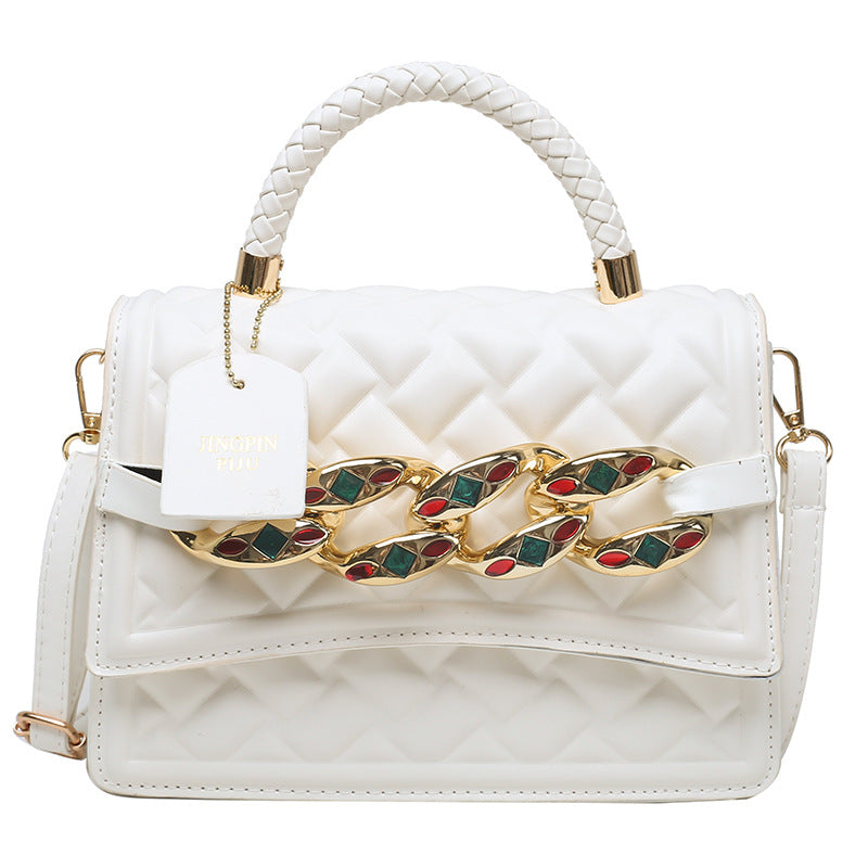 Vintage Diamond Color Diamond Chain Shoulder Bag