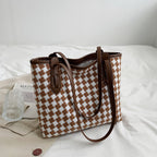 Plaid Single Shoulder Bag For Women With Large Capacity Tote