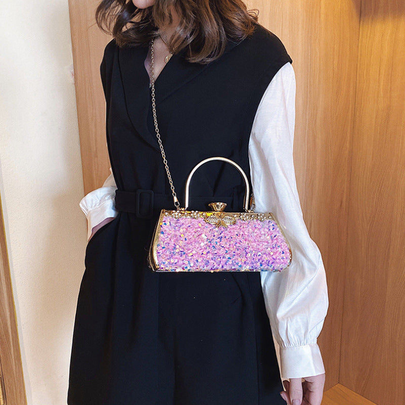 Metal Handbag With Diamond evening bag