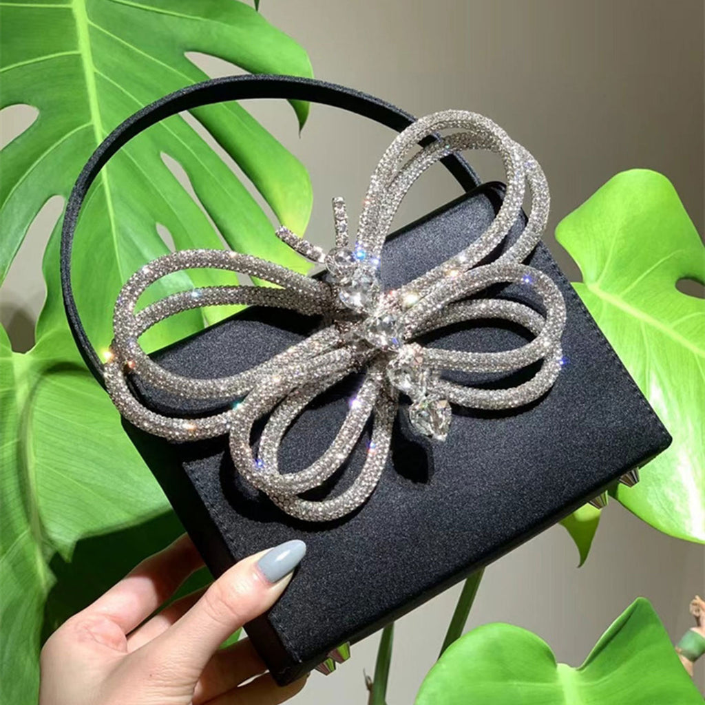 Square Butterfly Diamond One Shoulder Crossbody Handbag