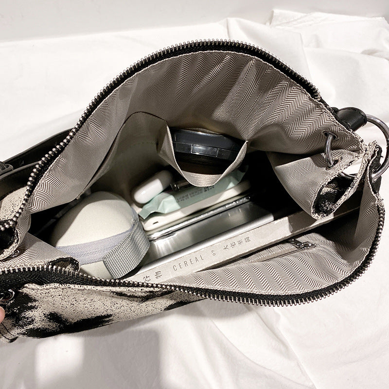 Black-and-white Big Bag shoulder bag Large Capacity