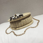 The New Small Round Bag Made Of Grass Single crossbody Bag Simple