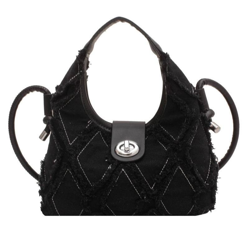 Women's Denim One Shoulder handbag Crescent Bag New Trend Tassel