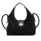 Women's Denim One Shoulder handbag Crescent Bag New Trend Tassel