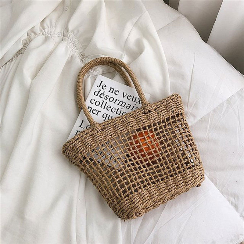 Fashion Simple Casual Hollow Straw bucket Bag
