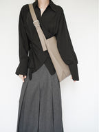 Large Capacity Solid Color Simple Lychee Pattern shoulder Bag