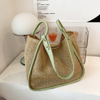 Women's Large Capacity Hand-held One-shoulder Woven Straw Bag