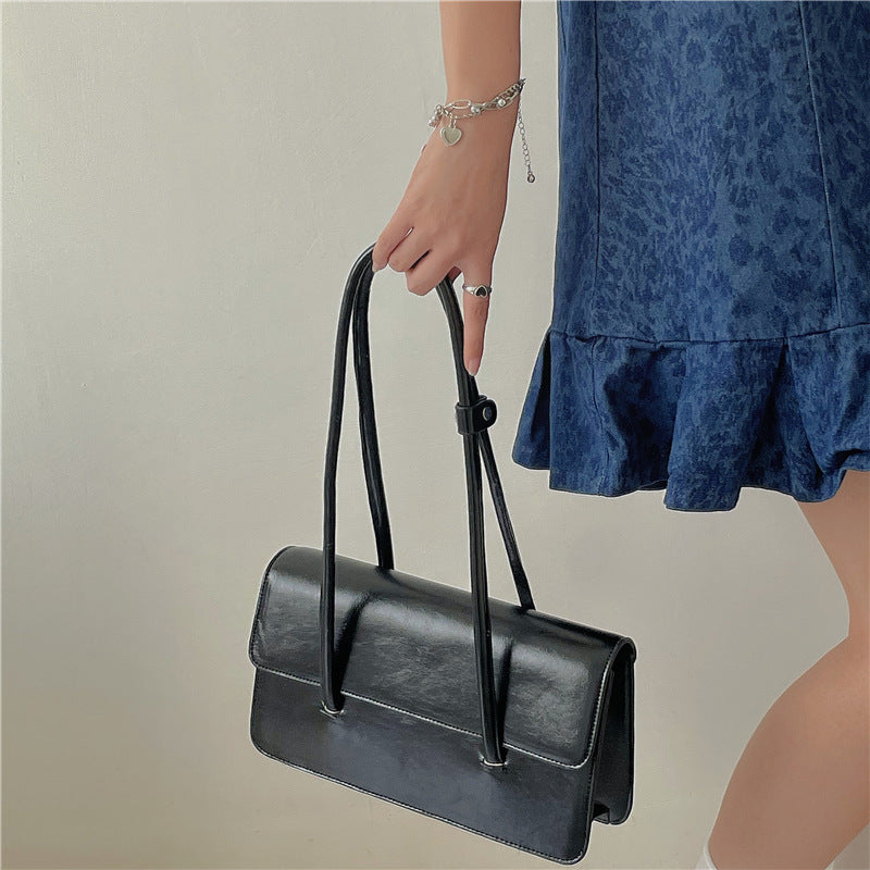Summer Fashion Oil Wax Leather Portable Shoulder Bag