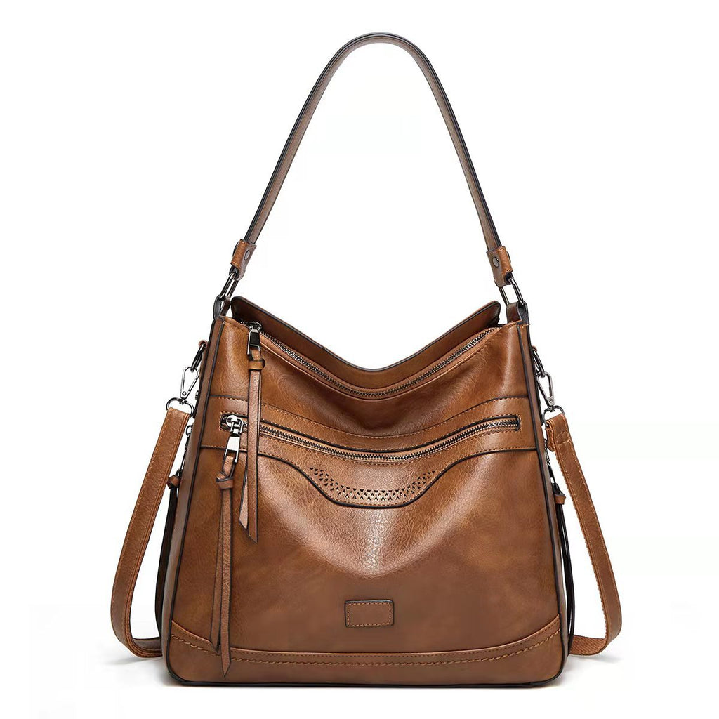 One Shoulder Vintage Tote Bag In Soft Leather