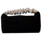 Velvet handBag With Diamond Handle