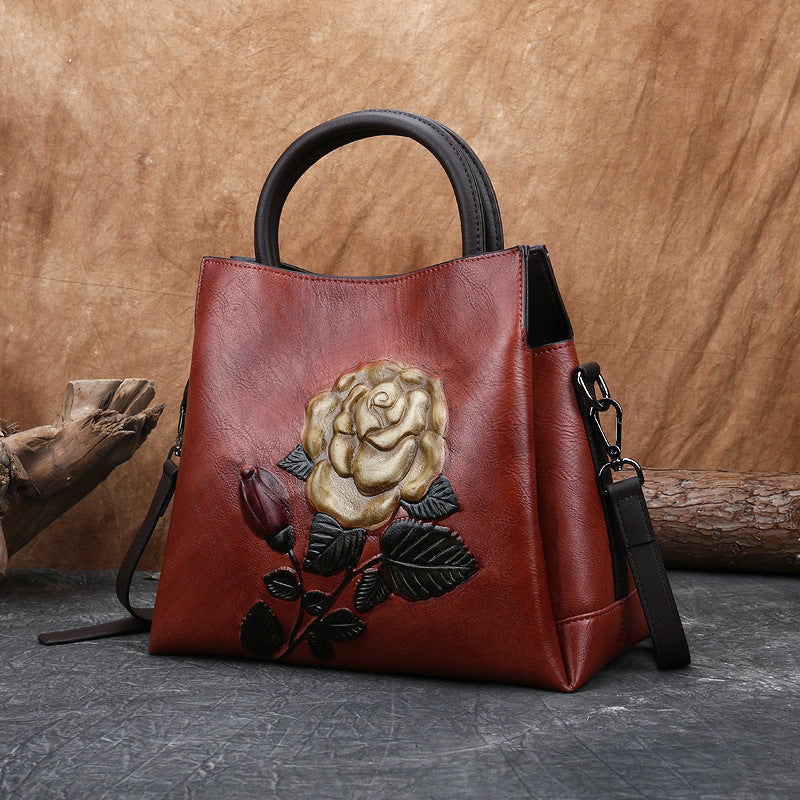Hand-rubbed color handbag