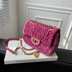 Velvet Camellia Mini Square Fat Chain One Shoulder crossbody Bag
