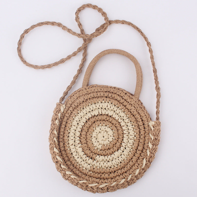 Beach Braided Bag Round Tote Shoulder