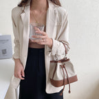Hand-held One-shoulder Patchwork Trendy Small bucket Bag
