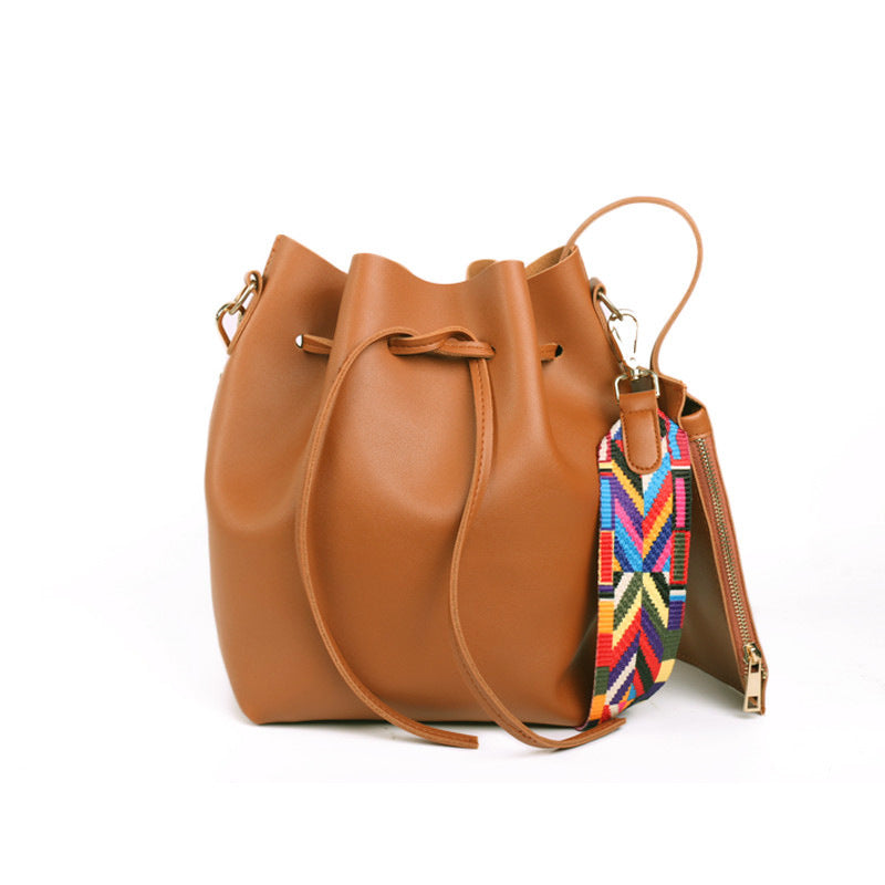 Ribbon Drawstring Bucket Bag