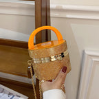 Niche Design Rhinestone Lock Bucket Chain Shoulder Messenger Bag