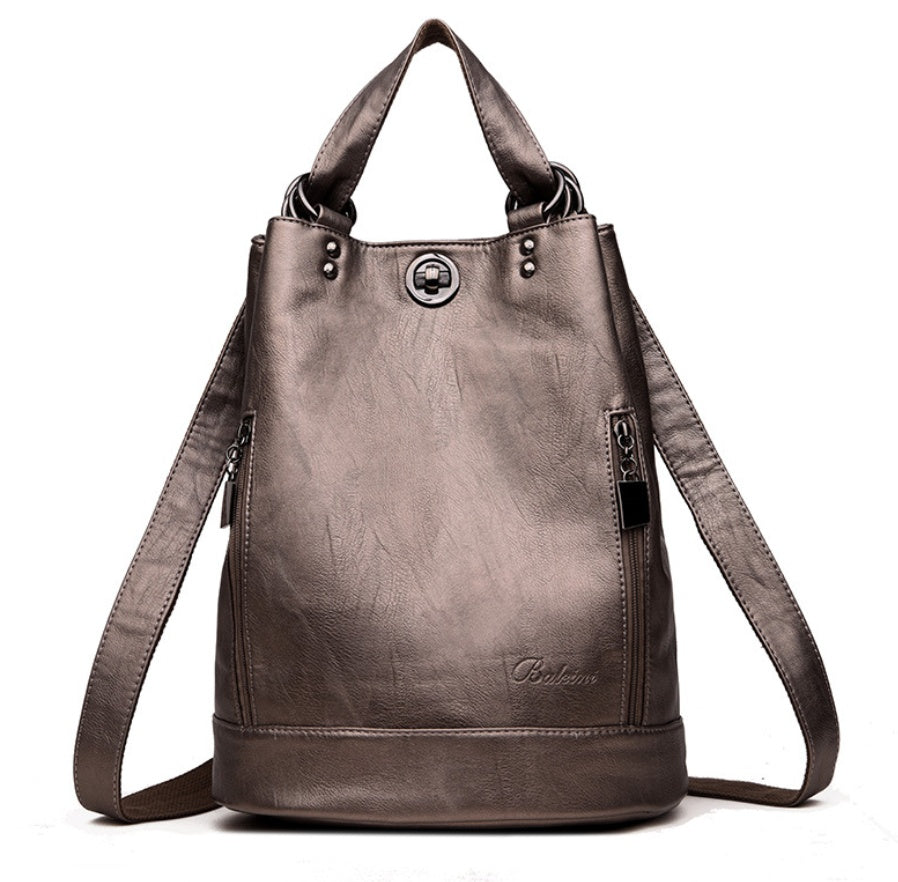 PU leather bucket bag pack