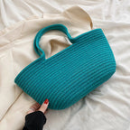 Cotton Woven One hand Portable Large Capacity Bucket Women's Bag