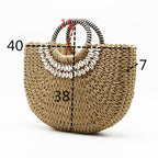 Hand-stitched shell bag round handbag