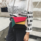 autumn new color personality stitching crossbody bag simple shoulder diagonal package frosted small square bag