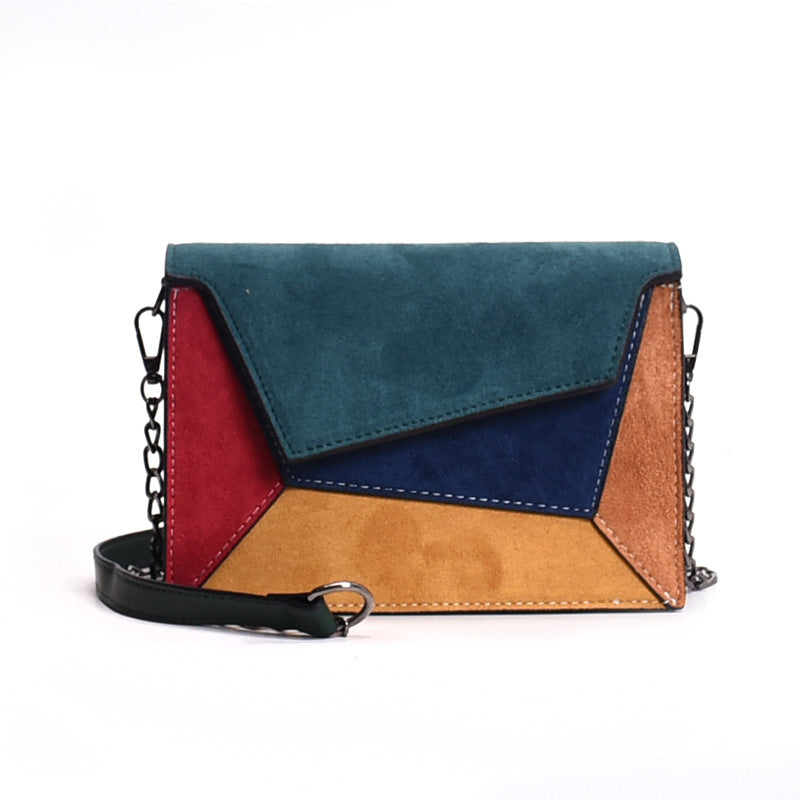 autumn new color personality stitching crossbody bag simple shoulder diagonal package frosted small square bag
