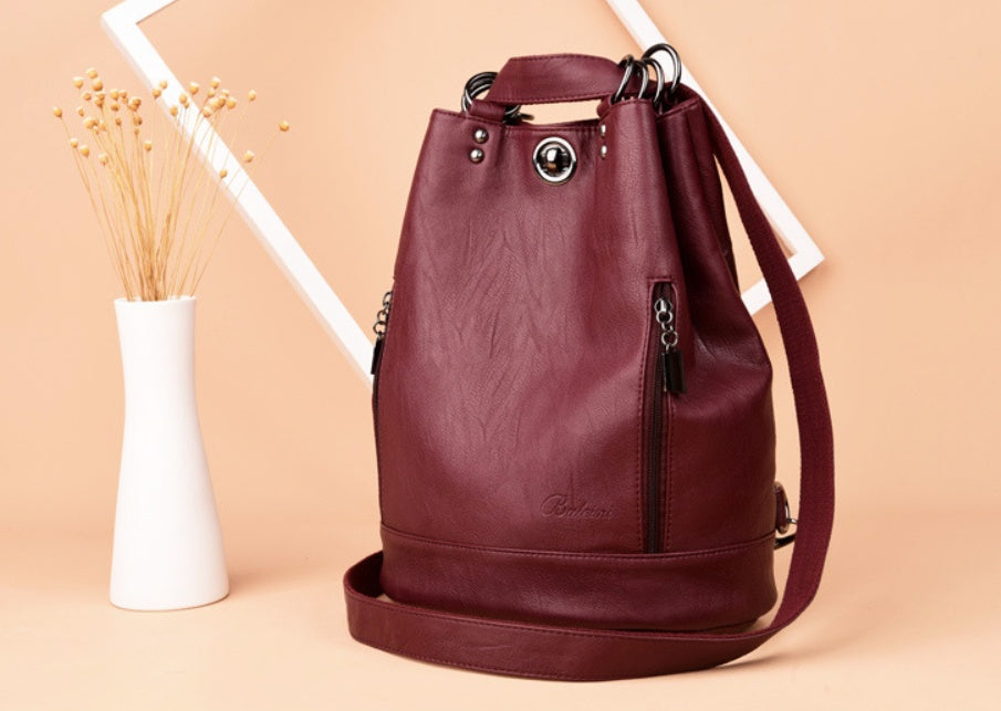 PU leather bucket bag pack