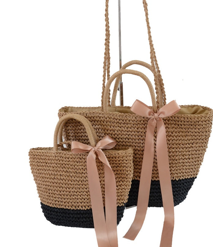 New straw bag shoulder portable handbags beach woven straw bag version of the tide female fire package
