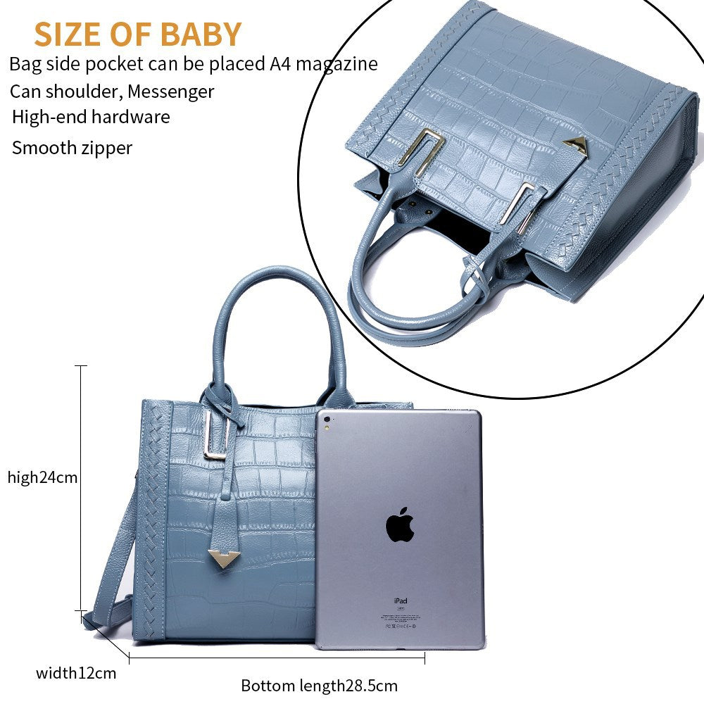 Pattern Woven Handbag Women Leather shoulder bag