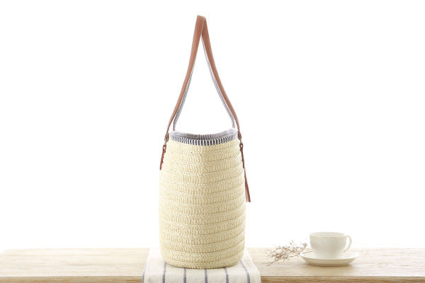 Simple One-shoulder Woven Tassel Pendant Beach Bag