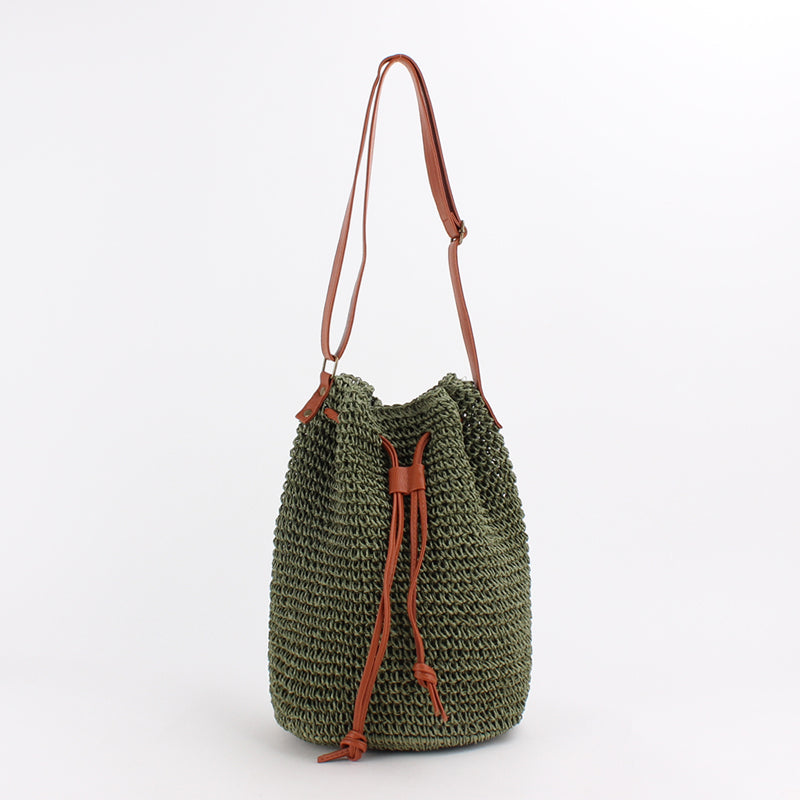 Bag Women New Net Red Same Paragraph Straw Bag Bucket Shoulder Messenger Beach Bag Simple Ins Wind Female Bag