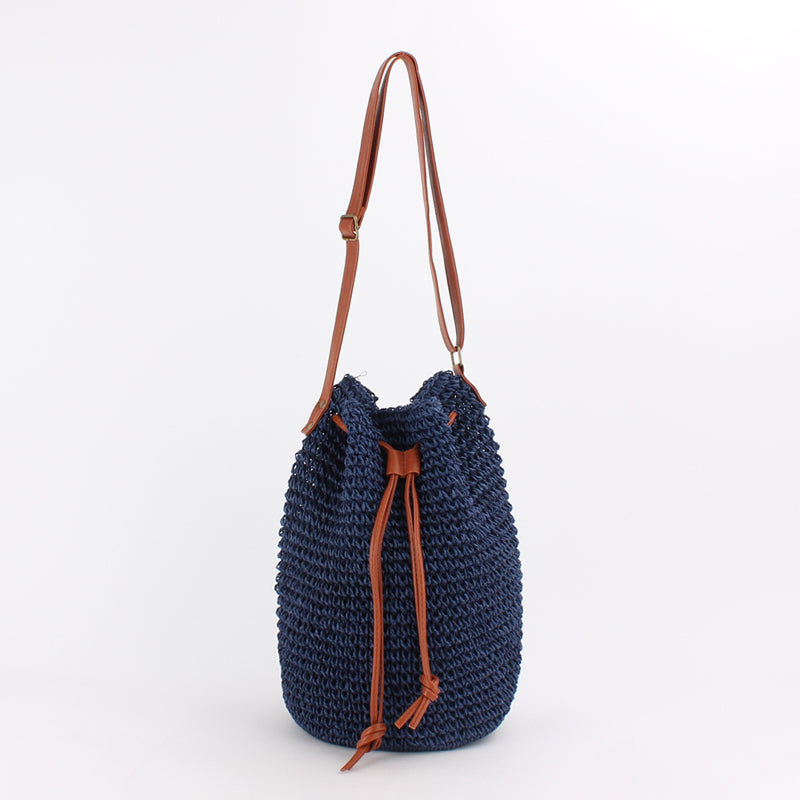 Bag Women New Net Red Same Paragraph Straw Bag Bucket Shoulder Messenger Beach Bag Simple Ins Wind Female Bag