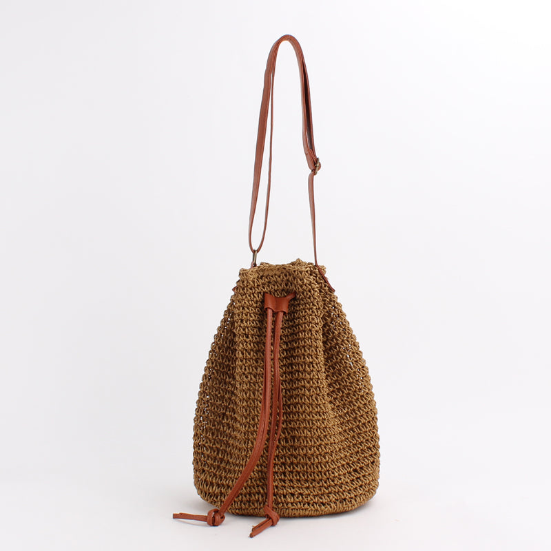 Bag Women New Net Red Same Paragraph Straw Bag Bucket Shoulder Messenger Beach Bag Simple Ins Wind Female Bag