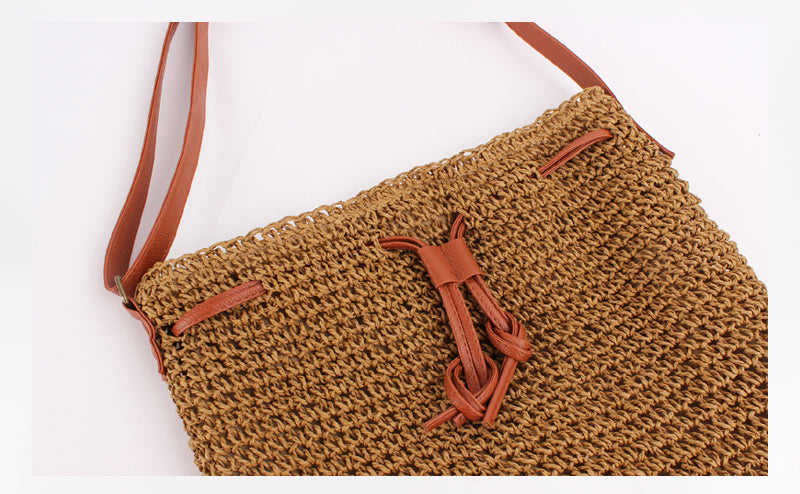 Bag Women New Net Red Same Paragraph Straw Bag Bucket Shoulder Messenger Beach Bag Simple Ins Wind Female Bag