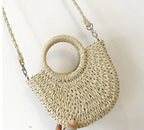 New Style Paper Rope Fashion All-Match Portable Messenger Small Round Bucket Hand-Woven Bag Straw Bag Female