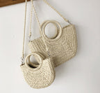 New Style Paper Rope Fashion All-Match Portable Messenger Small Round Bucket Hand-Woven Bag Straw Bag Female