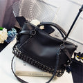 Shoulder Bag Female Large-Capacity Female Bag Pu Leather Wild handbag Portable Female Bag Rivet Retro Big Bag