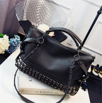 Shoulder Bag Female Large-Capacity Female Bag Pu Leather Wild handbag Portable Female Bag Rivet Retro Big Bag