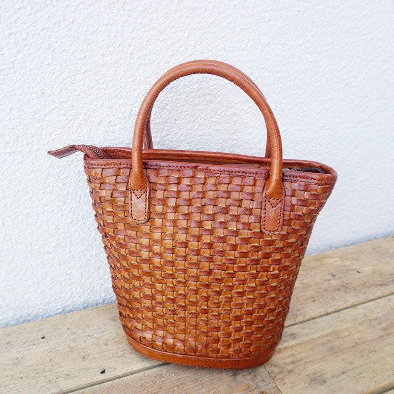 Woven Bucket Shoulder Messenger handBag