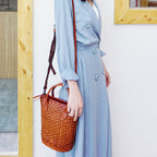 Woven Bucket Shoulder Messenger handBag