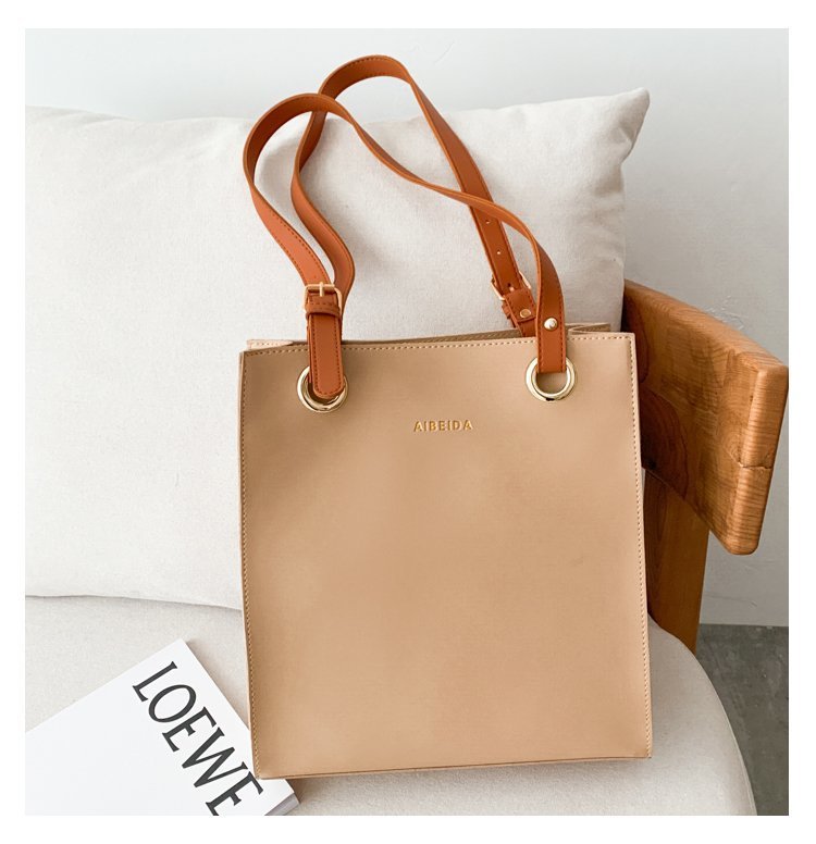 The New Style Trendy Simple Shopping Bag Tote Handbags Casual Shoulder Bag Large-capacity Portable Soft Leather Bag
