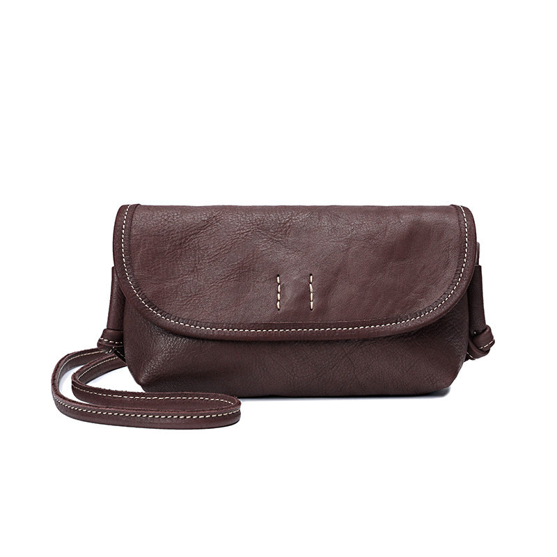 Vintage Literature Style Horizontal Soft Leather mini Bag