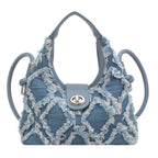 Women's Denim One Shoulder handbag Crescent Bag New Trend Tassel