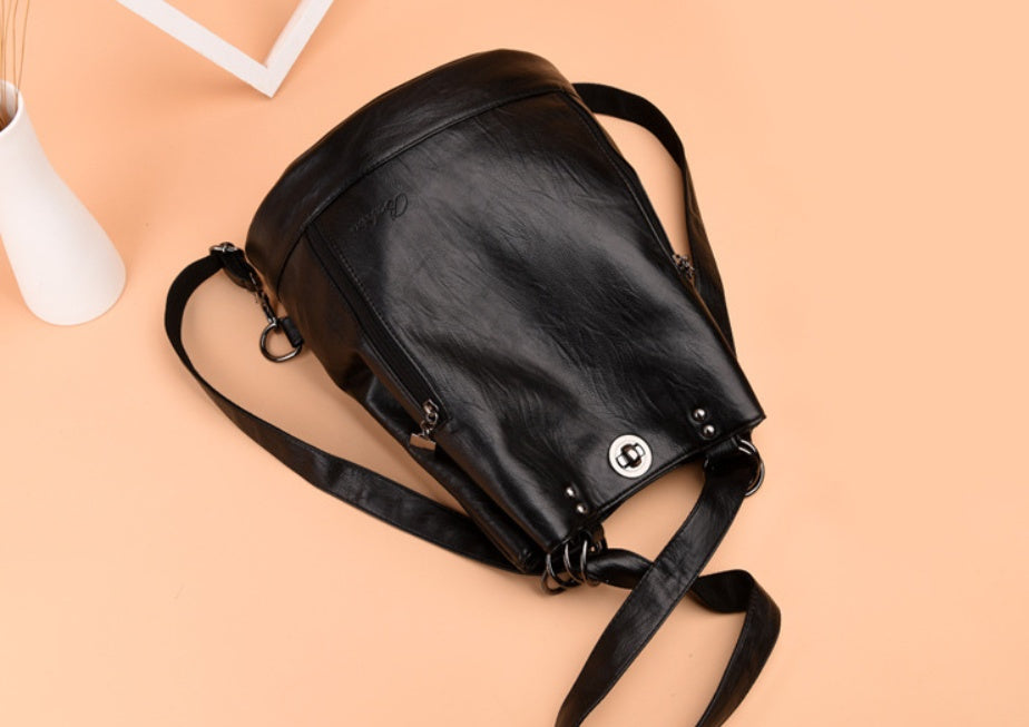 PU leather bucket bag pack