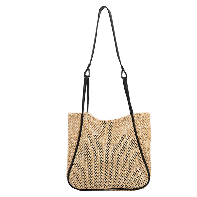 Women's Large Capacity Hand-held One-shoulder Woven Straw Bag