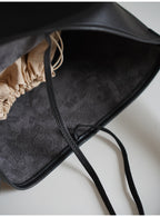 Large Capacity Solid Color Simple Lychee Pattern shoulder Bag