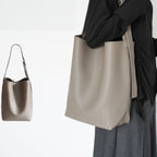 Large Capacity Solid Color Simple Lychee Pattern shoulder Bag