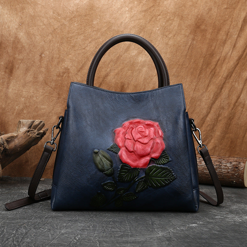 Hand-rubbed color handbag