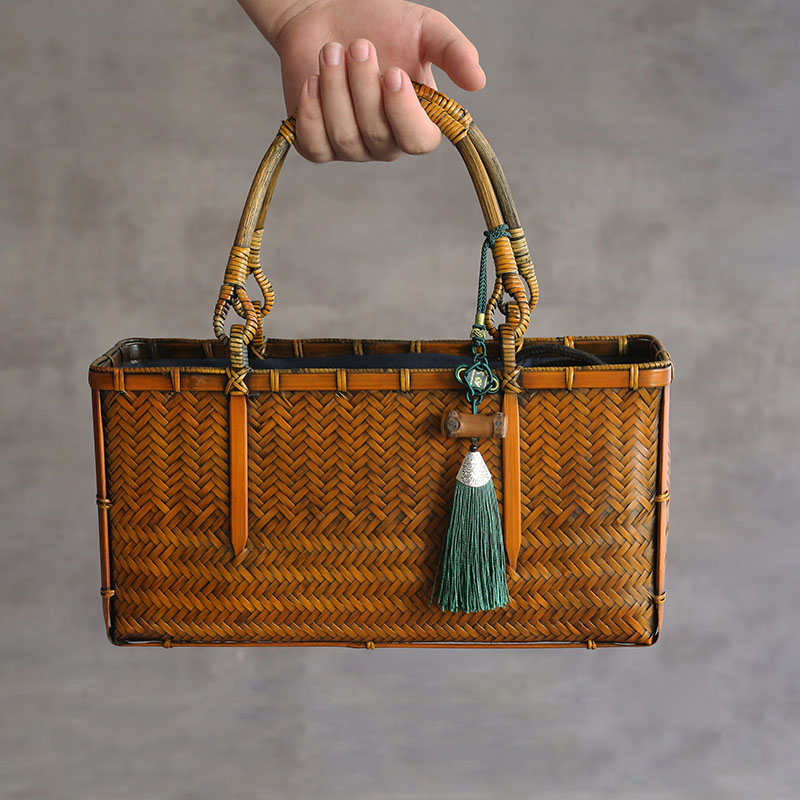 Bamboo Weaving Literary Youth Ceremony Storage Handbag