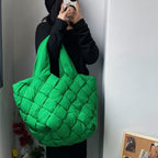 New Autumn And Winter Down-filled Woven Stitching Female Bag