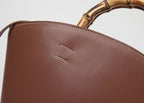 Leather Bamboo Portable hand Bag Temperament Versatile